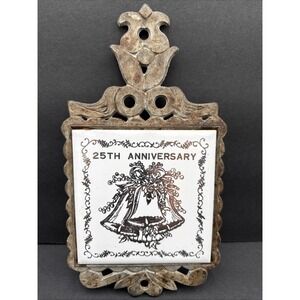 Vintage Cast Iron Trivet Hot Pad Plate 25th Anniversary Tile Seven Star Taiwan